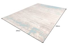 Vintage Baumwoll-Teppich MODERN ART XXL 350x240cm greige türkis verwaschen Used Look