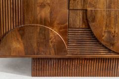 Massives Sideboard ART DECO 170cm braun smoke Mangoholz 3D-Front