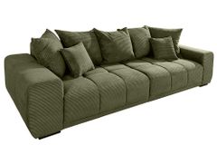 Modernes XXL Sofa ELEGANCIA 285cm grün Cord Federkern inklusive Kissen Bigsofa