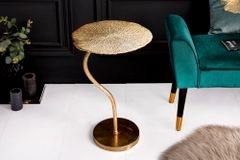 Handgearbeiteter Design Beistelltisch ABSTRACT LEAF 40cm gold