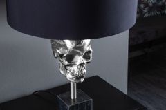 Extravagante Tischlampe SKULL 56cm schwarz silber Metall Totenkopf Skulptur Leuchte