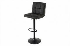 Höhenverstellbarer Barhocker MODENA vintage grau Microfaser Metall schwarz mit Lehne drehbar