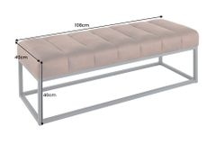 Design Sitzbank PETIT BEAUTÉ 110cm champagner greige Bouclé schwarzes Metallgestell