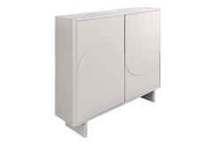 Design Highboard SAVOY 130cm kaschmir weiß Marmor Keramik mit Stauraum und 3D-Front