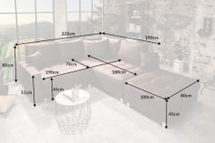 Modernes Ecksofa KENT 220cm braun Federkern Wohnlandschaft inkl. Hocker und Kissen