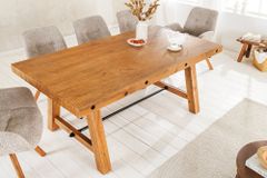 Massiver Esstisch FINCA 165-240cm vintage braun verlängerbar Pinienholz Bohlenoptik
