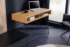 Industrial Schreibtisch STUDIO 110cm natur Eiche Laptoptisch Hairpin Legs Stauraum