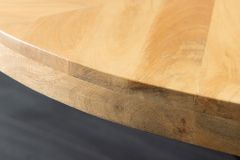 Runder Esstisch INFINITY HOME 120cm natur cream finish Mangoholz Parkett schwarz