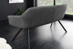 Esszimmer Sitzbank PAPILLON 165cm anthrazit Flachgewebe mit Lehnen schwarzes Metallgestell