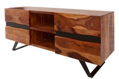 Massives TV-Lowboard AMAZONAS 160cm braun Sheeshamholz mit Baumkante