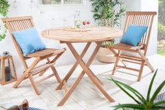 Massiver Gartentisch EMPIRE TEAK 90cm Teakholz rund klappbar Balkontisch Outdoor