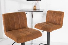 Drehbarer Barhocker PORTLAND vintage braun Microfaser Barstuhl mit Lehne höhenverstellbar