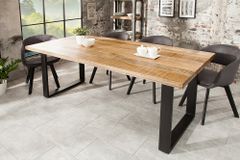Massiver Esstisch IRON CRAFT 160cm natur Mangoholz Eisen Kufengestell Industrial Design
