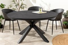 Runder In- und Outdoor Esstisch GALAXY 120cm anthrazit Keramik Aluminium Gartentisch