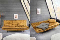 Schlafsofa JAZZ 190cm senfgelb Samt 3-Sitzer Couch
