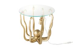 Runder Beistelltisch WILDLIFE OCTOPUS 50cm gold Skulptur Glas