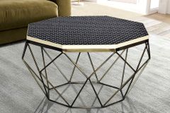 Couchtisch DIAMOND 70cm schwarz weiß messing Mosaik Kunsthandwerk
