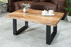 Design Couchtisch IRON CRAFT 100cm Mangoholz Eisen Industrial Design massiv schwarzes Gestell