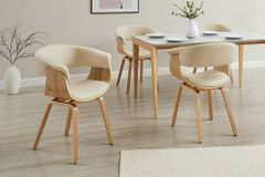 Design Stuhl ORGANIC natur Eiche creme beige Kunstleder mit Armlehnen