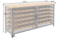 Design Weinboard  BODEGA 130cm natur schwarz Tannenholz Metall Flaschenregal