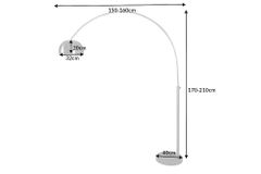 Ausziehbare Bogenlampe LOUNGE DEAL 170-210cm chrom gebürstet Marmorfuß Stehlampe
