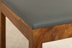 Massiver Stuhl MAKASSAR braun stone finish Sheesham dunkelgrau Kunstleder