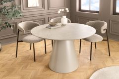 Runder Esstisch EN VOGUE 120cm matt grau Beton-Design mit Säulenfuß