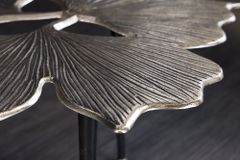 Dekorativer Couchtisch GINKGO LEAFS 75cm silber handmade Metall