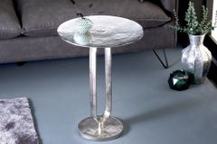 Runder Beistelltisch ELEGANCE 60cm silber Metall Aluminium handmade