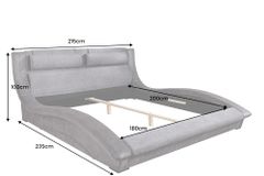 Bett SWING 180x200cm grau Vogue Seiden Samtstoff