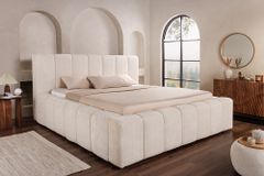 Boxbett SAVOY 180x200cm weiß Chenille Cremona mit Lattenrost und Stauraum