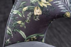 Design Stuhl PRÊT-À-PORTER grau Samt florales Muster und goldene Fußkappen