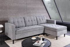 Modernes Ecksofa STOCKHOLM 220cm grau Cordstoff Federkern 3-Sitzer-Sofa