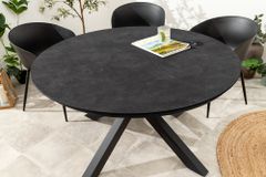 Runder In- und Outdoor Esstisch GALAXY 120cm anthrazit Keramik Aluminium Gartentisch
