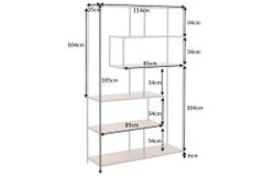 Industrial Bücherregal SLIM LINE 185x114cm Wildeiche schwarz sechs Regalböden