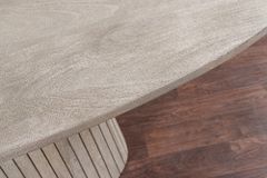 Ovaler Esstisch ART DECO 220cm smoke grau massives Mangoholz mit Säulenfuß