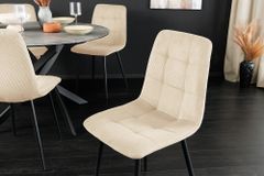 Moderner Design Stuhl TRES CHIC beige Cord schwarze Metallbeine Esszimmer