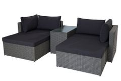 Outdoor Gartenlounge Set XXL MODULAR grau Polyrattan Sitzgruppe wetterfest inkl. Kissen