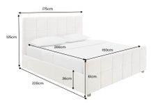 Modernes Boxbett PRESTIGE 160x200cm creme Bouclé mit Stauraum und Lattenrost
