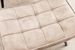 Moderner Hocker SCANDINAVIA champagner beige Samt schwarze Metallbeine Fußhocker