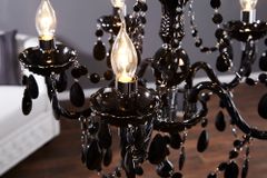 Eleganter Kronleuchter  BLACK CRYSTAL 55cm schwarz Acryl 5-armig Lüster