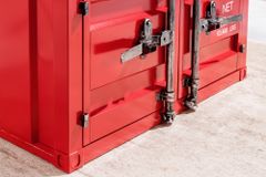 Container-Schrank GLOBETROTTER 80cm rot Metall Couchtisch mit Flügeltüren Kommode