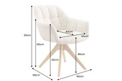 Drehbarer Stuhl PAPILLON champagner beige Chenille Cremona Eiche Massivholz