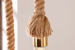 Maritime Hängeleuchte SEVEN SEAS 110cm Massivholz Seil Deckenlampe 5 Leuchten