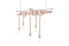 Maritime Hängeleuchte SEVEN SEAS 110cm Massivholz Seil Deckenlampe 5 Leuchten