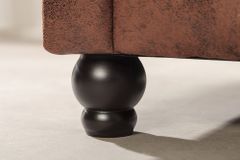 Design Ecksofa CHESTERFIELD 270cm antik braun Microfaser Federkern Ottomane links Vintage