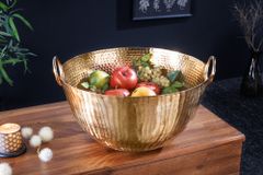 Handgearbeitete Deko Schale ORIENT 40cm gold Metall Hammerschlag Design