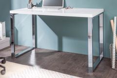 Moderner Schreibtisch WHITE DESK 120cm weiß Hochglanz Bürotisch
