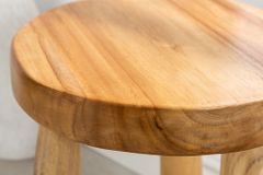 Massivholz Hocker BALI 45cm natur rund Teakholz Beistelltisch Sitzhocker Nachttisch