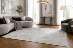 3D Hochflor Teppich LUNA 230x160cm hellgrau Hoch-Tief-Effekt Indoor-Teppich